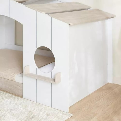 سرير أطفال فردي خشب هندسي ابيض بتصميم منزل - من أل...