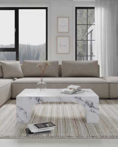 طاولة قهوة بديل الرخام موراتا - رمادي رخامي