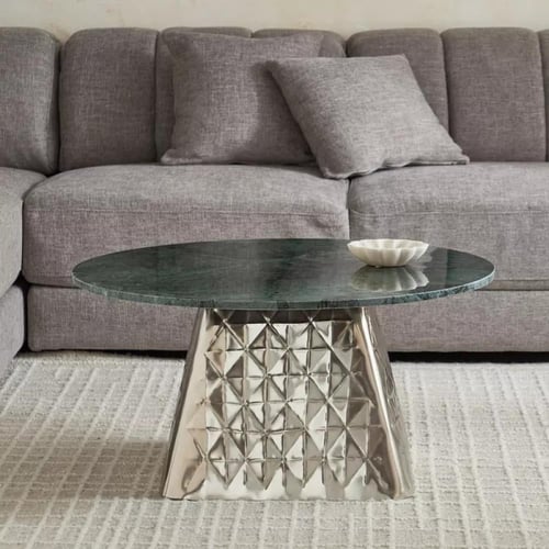 طاولة قهوة كافون دراسيل مستديرة بسطح رخام و قاعدة...