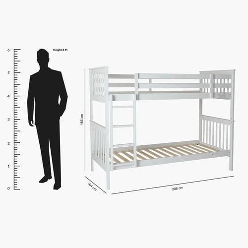 سرير فردي بطابقين من هامبتون معدن باللون الابيض مق...