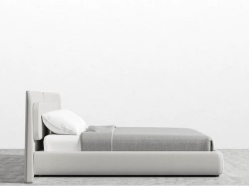 سرير هارفن منجد بقماش شانيل رمادي فاخر