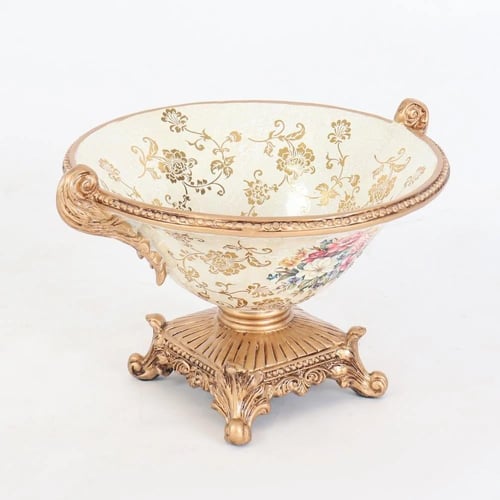 وعاء تِرْحال ديكوري بتصميم ذهبي مع اوف وايت وزخارف...