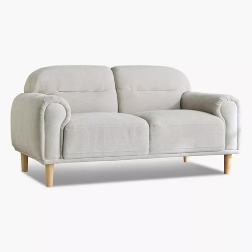 كنبة لونيتّا بمقعدين قماش لون رمادي بارجل خشب زان