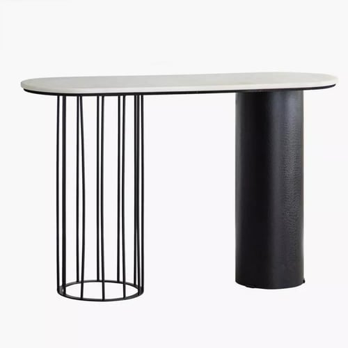 طاولة كونسول إليرزا بسطح من الرخام الأصلي ابيض قاع...