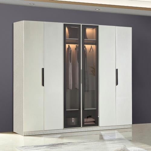 دولاب ملابس غراندورا خشب 6 أبواب بزجاج شفاف مقاس 2...