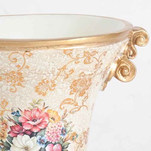 فازة مِرْسام ريزن لون ذهبي مع اوف وايت مزخرف قطر 2...