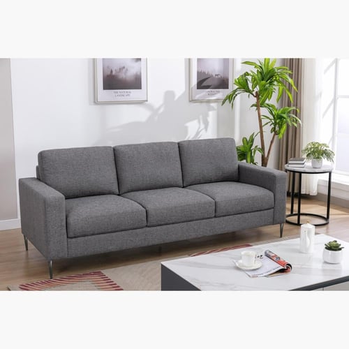 طقم كنب فيلّيسا 3+2+1 مقاعد قماش لون رمادي بأرجل م...