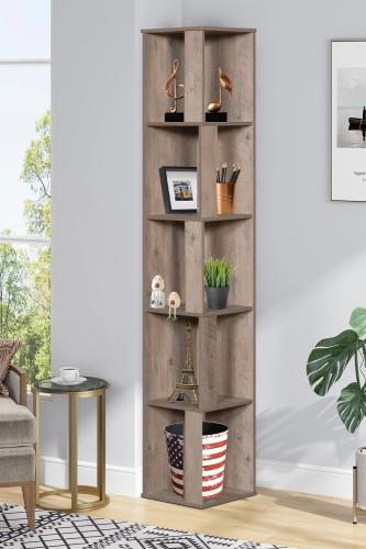 وحدة رفوف زاوية أدي – 5 رفوف خشب ماليزي – رمادي ما...