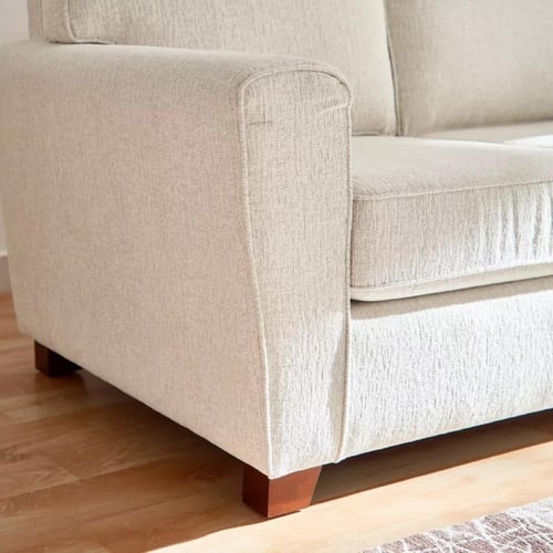 كنبة أوريتّا مقعدين ووسادتين قماش كتان لون كريمي ب...