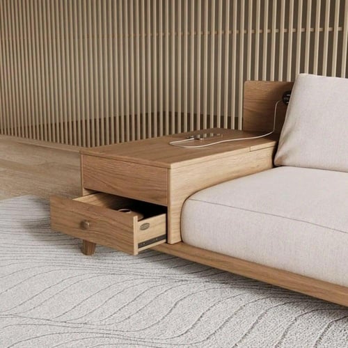 كنبة زاوية يمين ساكشينال على شكل حرف L بارجل خشب ل...