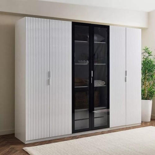 دولاب ملابس ذكية 6 أبواب بزجاج شفاف ودرجين من أليك...