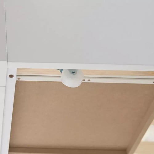 سرير فردي مع سرير إضافي مخفي ودرج خشب ابيض - من كو...