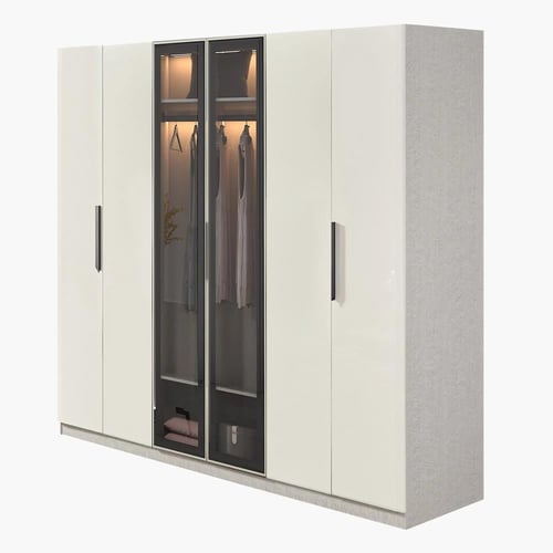 دولاب ملابس غراندورا خشب 6 أبواب بزجاج شفاف مقاس 2...