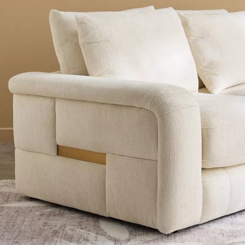 كنبة كارڤونا مقعدين قماش بوكيلة لون كريمي مع 2 وسا...