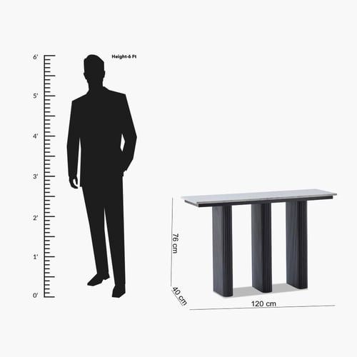 كونسول فابيو بسطح من الرخام وقاعدة من الخشب باللون...