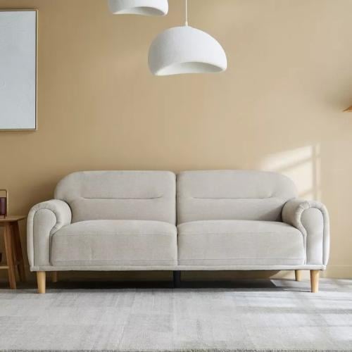 كنبة لونيتّا 3 مقاعد قماش لون رمادي بارجل خشب زان