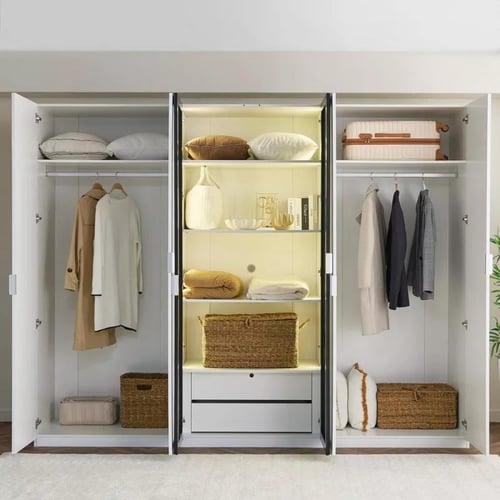 دولاب ملابس ذكية 6 أبواب بزجاج شفاف ودرجين من أليك...