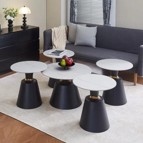 طقم طاولة قهوة زيلڤيسّا 5 قطع سطح الحجر الملبد بقا...