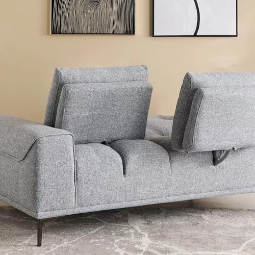 كنبة مارفيلّا مقعدين قماش لون رمادي بارجل معدنية