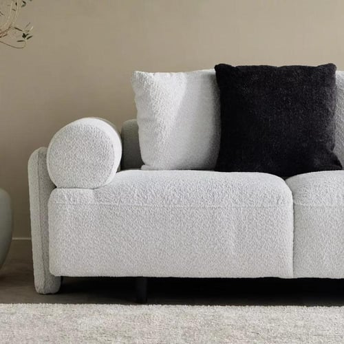 كنبة سيرينا بمقعدين و3 وسائد قماش بوكلية لون رمادي...