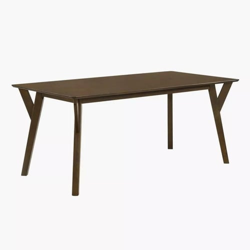 طقم طاولة سفرة مستطيلة خشب صلب بني 6 كراسي مقعد قم...