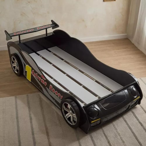 سرير سيارة فردي ميرينا خشب هندسي اسود