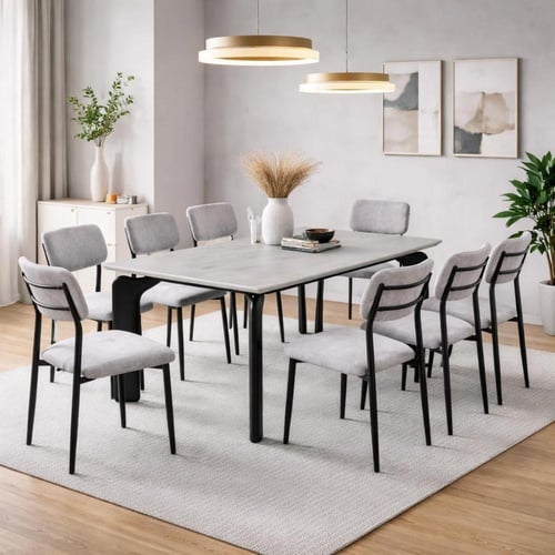 طاولة طعام إيزابيلا مستطيلة سطح الرخام رمادي بأرجل...