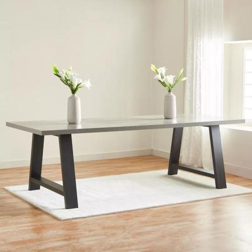 طاولة سفرة كامبريدج سطح خشب 8 مقاعد لون رمادي مقاس...