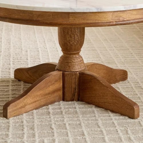 طاولة قهوة تيرزيونـا بسطح رخام أصلي مستدير مع قاعد...