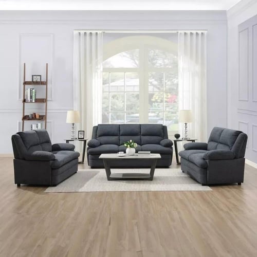 كنبة قماش مقعدين لون رمادي و بيج من إيربان بأرجل ب...