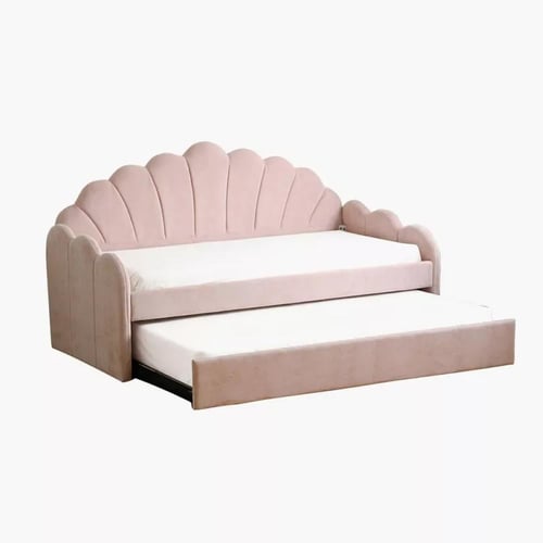 سرير كابينة فردي لونيرا بتصميم ظهر على شكل صدفة وس...