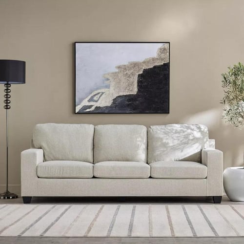 كنبة إيليت قماش 3 مقاعد مع منفذ يو إس بي لون كريمي...