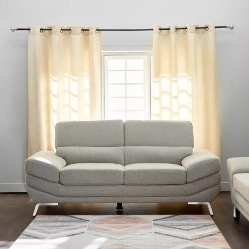 كنبة جيادا بمقعدين قماش جلد صناعي لون رمادي فاتح ب...