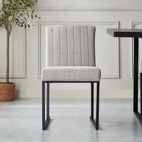 طقم طاولة سفرة بتصميم U خشب هندسي بيج مع 6 كراسي ق...