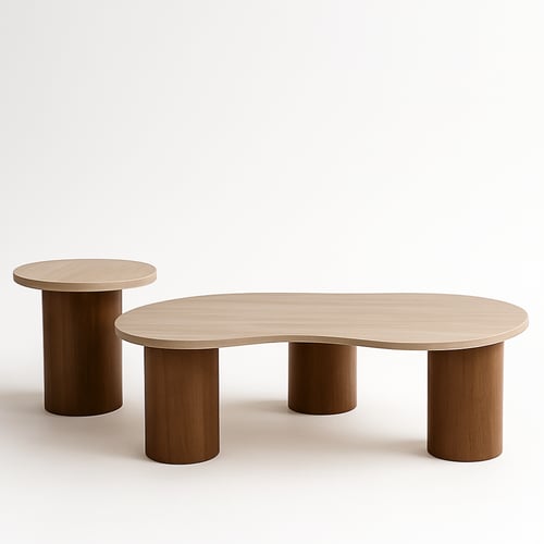 طقم طاولات فيلينا بسطح بيج فاتح و ارجل اسطوانية خش...