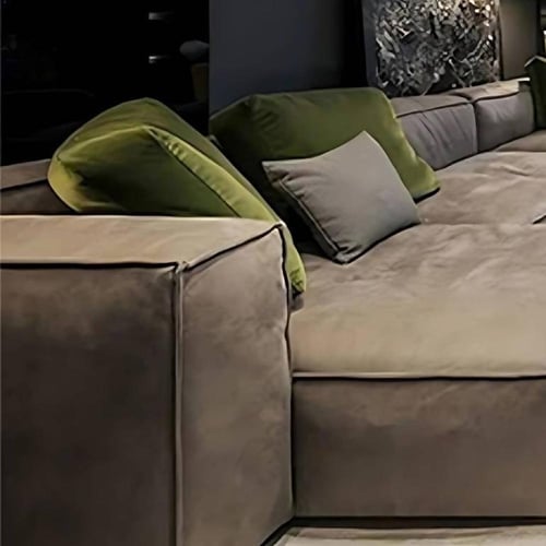 كنبة زاوية مافيلا على شكل حرف L قماش شانيل فاخر