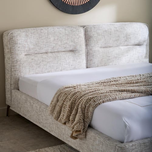 طقم غرفة نوم كوين منجدة قماش رمادي من لونيفا - 5 ق...