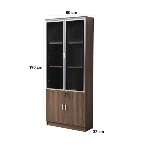 دولاب ملفات سيينا درفتين خشب بني مع زجاج