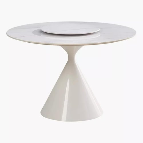 طاولة سفرة مستديرة من الحجر الملبد لـ 4 مقاعد مع ص...