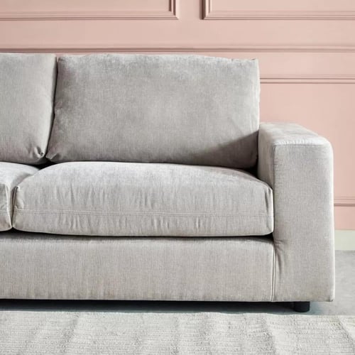 كنبة كومو مقعدين قماش لون رمادي فاتح بارجل بلاستيك...