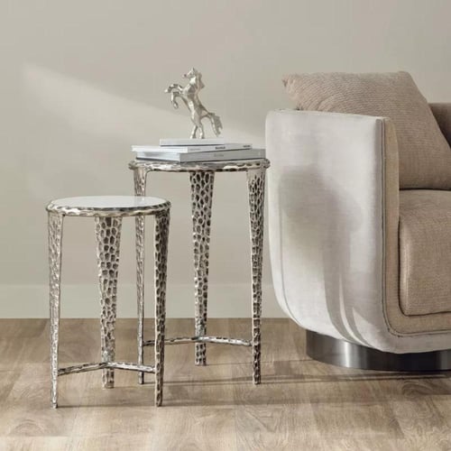 طقم طاولة من قطعتين بسطح من الرخام الأصلي قاعدة مع...