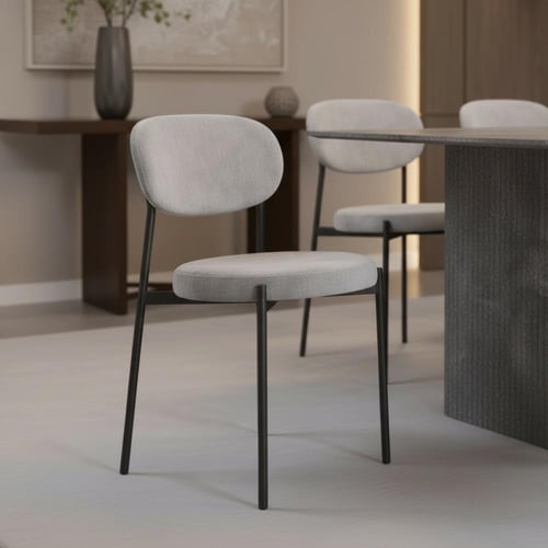 طاولة طعام بيانكا خشب رمادي مع 10 كراسي قماش رمادي...