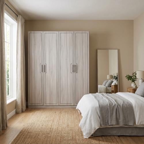 دولاب ملابس أليسيا خشب لون رمادي فاتح 4 باب بتصميم...