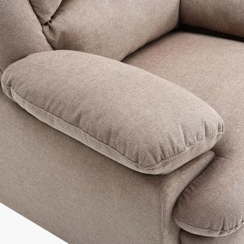 كنبة قماش 3 مقاعد لون بيج و رمادي من إيربان بأرجل...