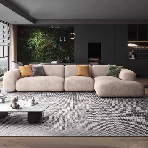 كنب زاوية أربوني مودرن شانيل ناعم لون بيج