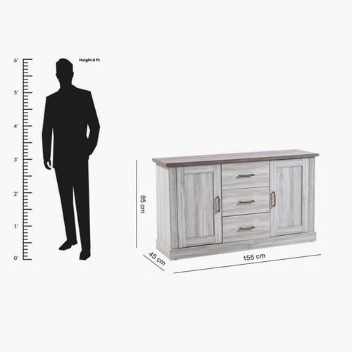 خزانة بوفيه جانبية أنجيليك بـ3 أدراج وبابين لون بي...