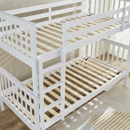سرير فردي بطابقين من هامبتون معدن باللون الابيض مق...