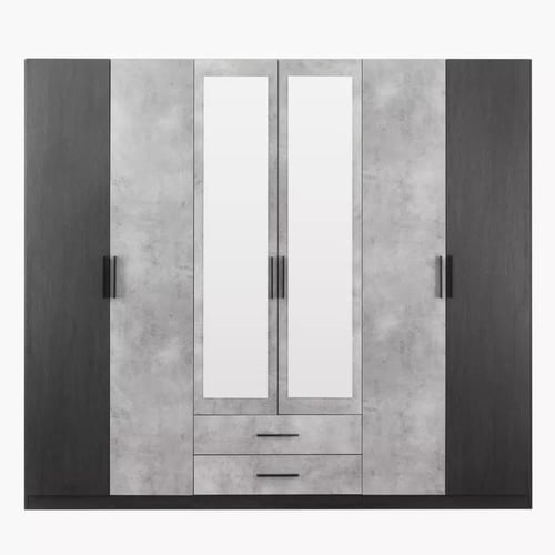 خزانة ملابس بستة أبواب مع أدراج ومرآة من فيرونزا