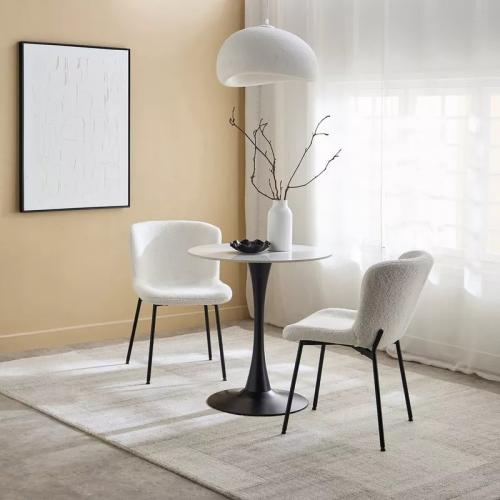 طقم طاولة سفرة مستديرة حجر ملبد 2 كراسي قماش بوكيل...