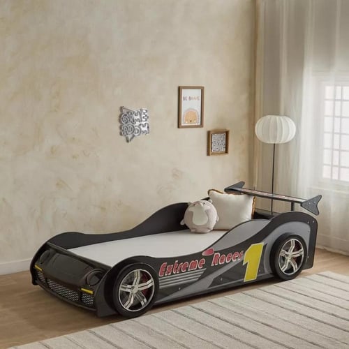 سرير سيارة فردي ميرينا خشب هندسي اسود